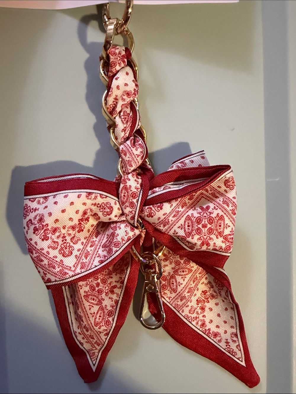 Red Paisley Bow Keychain/Bag/Phone  Charm - Women Bags Accessory